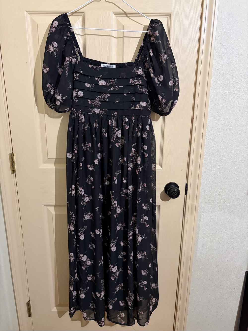 Wallflower Black Smocked Bodice Floral Maxi Dress